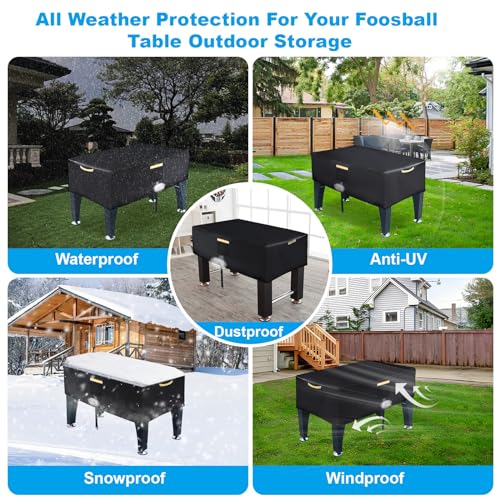 Foosball Table Cover,Heavy Duty 420D Foosball Table Covers Outdoor Waterproof,Soccer Table Cover with Windproof Buckle,4 Reflective Strip Handles,Universal Cover for Foosball Table and Game Soccer