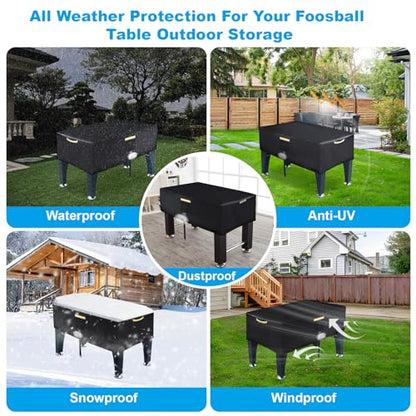 Foosball Table Cover,Heavy Duty 420D Foosball Table Covers Outdoor Waterproof,Soccer Table Cover with Windproof Buckle,4 Reflective Strip Handles,Universal Cover for Foosball Table and Game Soccer