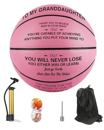 KAAYEE Engraved Basketball for Grandson, Engraved Basketball for Son from Mom Dad, Personalized 29.5" Basketballs Gifts, Custom Christmas Birthday Graduation Back to School Gift for Son from Mom Dad - color: Pink-to Granddaughter