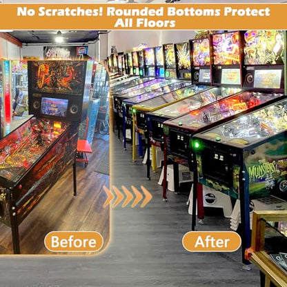 BigHead Heavy Duty 2" Leg Levelers Set with Square Mounting Plates Compatible with Arcade Cabinets & Pinball Machines (Bally, Williams, Stern) Game Leg Leveler Rounded Swivel Floor Protectors(4PCS)