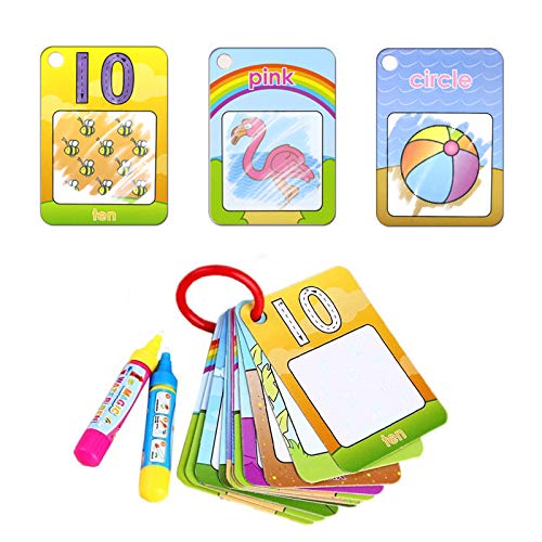 Coolplay Water Coloring Cards Learning Number Shape Color Toddler Girl Toy Water Paint Cards Airplane Activities for Kids Toy - style: number cards