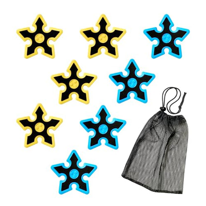 EastPoint Foam Throwing Stars - Pack of 8, Blue & Yellow - Safe Foam Design for Outdoor Games - Lightweight Precision for Axe Throwing Game - Complete Set for Backyard Fun