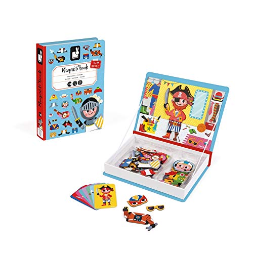 Janod - MagnetiBook 45 pc Magnetic Boys Costumes Dress Up Game - Travel Entertainment - Encourages Imaginative Play - Boosts Creativity and Confidence - Enhances Fine Motor Skills - style: Boys Costumes