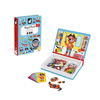 Janod - MagnetiBook 45 pc Magnetic Boys Costumes Dress Up Game - Travel Entertainment - Encourages Imaginative Play - Boosts Creativity and Confidence - Enhances Fine Motor Skills - style: Boys Costumes