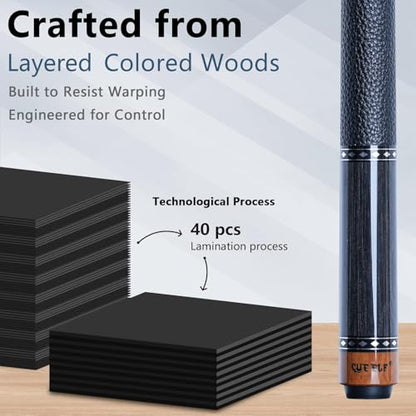 CUEELF Pool Cue Stick Low Deflection Hand-Made Inlay Billiard Cue 58'' Professional Billiard Pool Cue Stick for Adults-12.5mm Tip,3/8 * 8 Joint - color: WD-CM-HUI