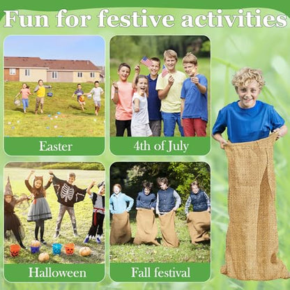 CWLAKON 6 Pack Large Burlap Potato Sack Race Bags for Kids Adults, Field Day Family Reunion 4th of July Easter Halloween Game, Outdoor Camping Picnic Birthday Party Outside Yard Lawn Carnival Games - size: Pack of 6 Burlap