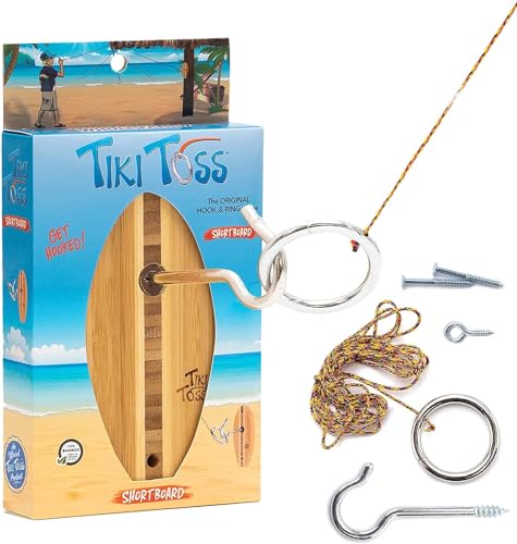 Tiki Toss Ring Toss Game for Adults - Hook and Ring Games with String and Hooks for Indoor/Outdoor Use, Man Cave Decor & Stuff, Gifts for Men/College - Standard or Deluxe 12.3" / Tiny 5" - color: Tiny 5 Inch