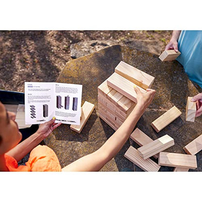 Yard Games Giant Tumbling Timbers with Carrying Case | Starts at 2.5-Feet Tall and Builds to Over 4-Feet | Made with Premium Pine Wood