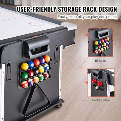 Happybuy 3-in-1 Rotating Swivel Multi Game Table with Air Hockey, Billiards/Pool, and Table Tennis, 88" Gaming Table for Family Game Room, Includes All Accessories