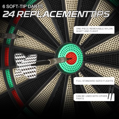 Dart Board 6 Darts Voice Scoring Wall Mount Home/Bar | Play at home, bar, or game room. Voice prompts guide turns and announce scores. No manual scoring needed