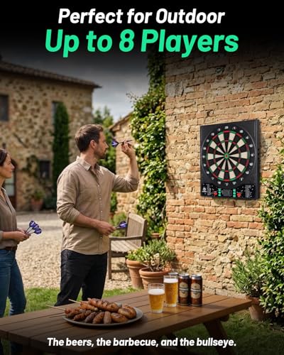 WIN.MAX Electronic Dart Board, Soft Tip Digital Dartboard for Adults, 34 Games 355 Variants Auto Scoring, 12 Darts 100 Tips, Adapter/Batteries, LCD Display Wall Mount for Home Bar Party Game Room