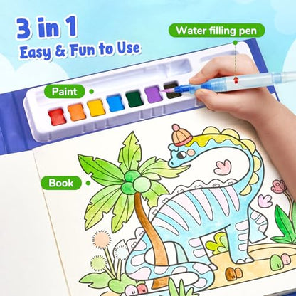 JoyCat Paint with Water Coloring Books, Art & Craft Activity, No Mess Art for Kids Ages 4-8, Craft Kits & Supplies, DIY Creative Activity, Gifts for Girls & Boys (Dinosaurs) - style: Dinosaurs