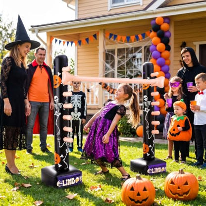 Threan Halloween Party Games Inflatable Limbo Game for Adults Easy Spooky Limbo Carnival Game Enhance Family Bonding for Indoor Outdoor Birthday Halloween Party Games Picnic Pool - style: Halloween