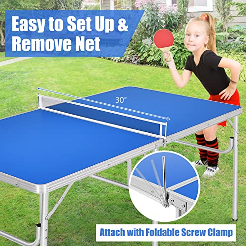 Gotoplay Folding Table Tennis, Portable Ping Pong Table Game Set with Net, 2 Paddles & 2 Balls, Outdoor Indoor Table Tennis Table for Kids Junior Adult, 60 x 30 x 30 Inches, Assembly Free