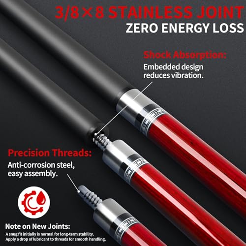 AKLOT Carbon Fiber Pool Cue Stick 58", Billiard Cue Sticks 19-19.5oz, Low Deflection Billiard Stick with 12.5mm Tip, Professional Carbon Fiber Pool Sticks for Adults - color: Patten3