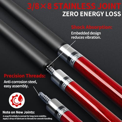 AKLOT Carbon Fiber Pool Cue Stick 58", Billiard Cue Sticks 19-19.5oz, Low Deflection Billiard Stick with 12.5mm Tip, Professional Carbon Fiber Pool Sticks for Adults - color: Patten3