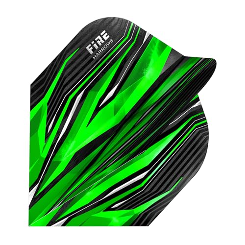 Harrows Fire Dart Flights | 5 x Sets Darts Flights (15 Flights Total) I 100 Micron Dart Flights I Premium Extra Strong Made in UK I Professional Darts Accessories I Green Dart Flights - color: Green