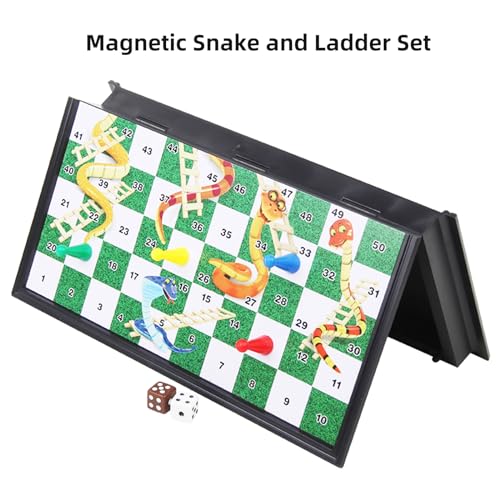 Travel Board Games Small Magnetic Snakes and Ladders Board Game 9.7 Inches Portable Folding Board