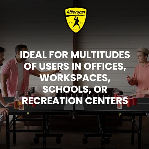 Killerspin MyT 415X Mega, Ping Pong Table, Foldable Table for Table Tennis, Portable Ping Pong Table Set with Built-in Paddle and Ball Storage, 18 mm MDF Board Pingpongball Table - color: Jet Black