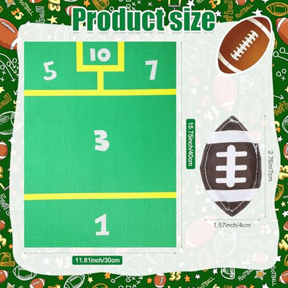 Gemscream Football Bean Bag Toss Set with Green Soccer Field Carpet and 8 Pcs Mini Bean Bags Cornhole Set for Holiday Backyard, Beach Camping Family Party Activities