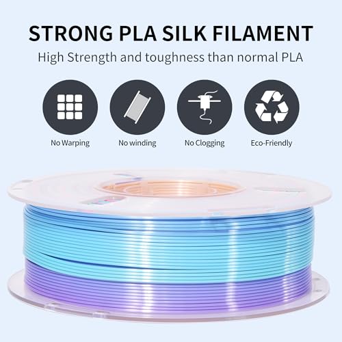 RAMBERY Rainbow Silk PLA 3D Printer Filament Shiny Fast Color Change PLA Filament Neatly Wound 3D Printing Filament, 1.75mm 1kg(2.2lb) - color: A-silk Rainbow Ice Cream, size: 1kg