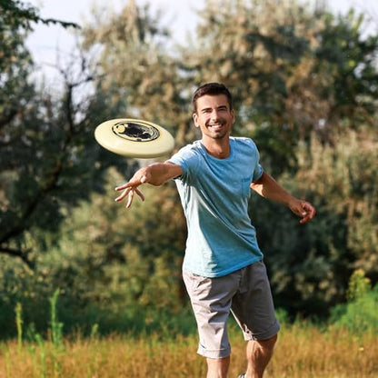 Wham-O Frisbee Heavyweight 200g Flying Disc, 11 Inch Stable Competition Sports Disc, Long Distance and Durable, for Outdoor Activities and Family Fun - color: Cream Yellow(2 Pack)