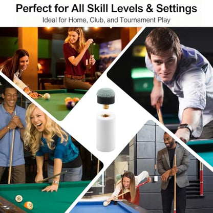 Pool Cue Tips, 12 Sets Screw on Pools Stick Tips with Ferrules, 12mm/13mm Billiard Cue Tips Replacement Kit, No Need Glue or Clamp for Snooker and Pool Cues