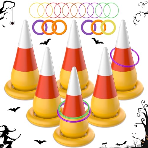 Ring Toss Game, Birthday Party Game Inflatable Candy Corn Ring Toss Toys with Air Pump for Kids Adults Party Favors Indoors Outdoors Family Party Garden Backyard