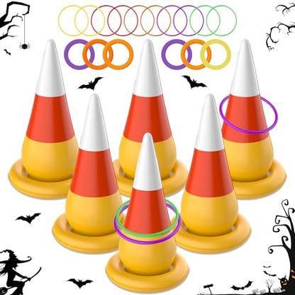 Ring Toss Game, Birthday Party Game Inflatable Candy Corn Ring Toss Toys with Air Pump for Kids Adults Party Favors Indoors Outdoors Family Party Garden Backyard
