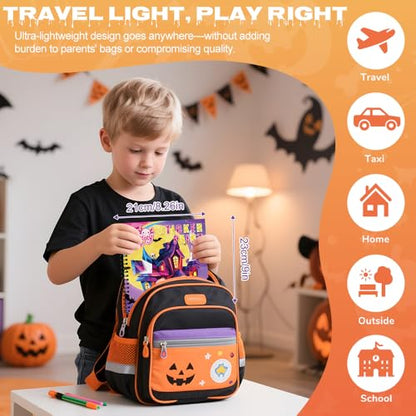 4PCS Paint by Number Sticker Book - Halloween Crafts & Acitivity Puzzles Book for Kids Ages 4-10, Travel Toys for Road Trip & Airplane,Perfect Halloween Gifts & Basket Stuffers for Kids - color: Halloween