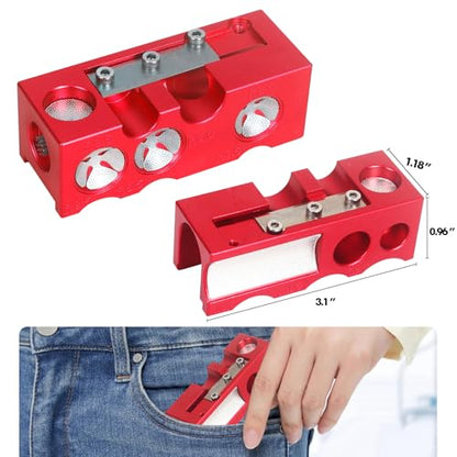 Vefungyan Pool Cue Tips Replacement Kit: 11 in1 Billiards Pool Cue Tip Repair Shaper Tool with 20pcs cue Tips 5 Chalk for Replacement - color: Metal Red