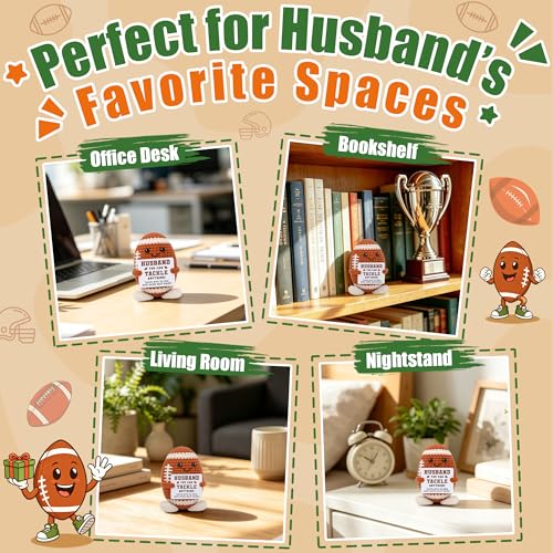 Fathers Day Husband Birthday Gifts from Wife, Husband Romantic Wedding Anniversary Present from Wife, Fathers Day Funny Cute Handmade Crochet Football for Best Hubby Spouse Present Who Wants Nothing - style: husband