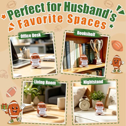 Fathers Day Husband Birthday Gifts from Wife, Husband Romantic Wedding Anniversary Present from Wife, Fathers Day Funny Cute Handmade Crochet Football for Best Hubby Spouse Present Who Wants Nothing - style: husband