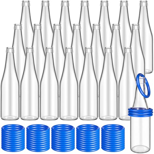 Tioncy Ring Toss Outdoor Carnival Backyard Adults Fun Target Glass Bottles with Mixed Color Rings Hoops for Family Outside Sport Party Accessories - color: Blue Hoops