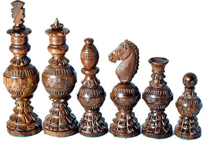 Chess Set Globe Design King 5" 32 Wooden Weighted Handmade Chess Pieces By
