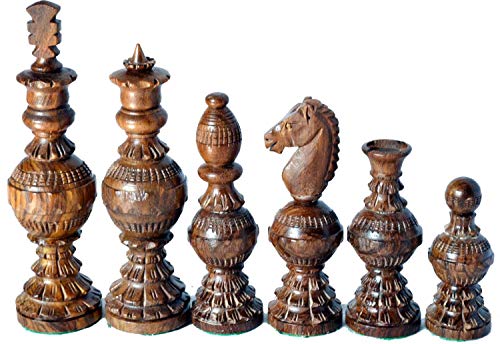 Chess Set Globe Design King 5" 32 Wooden Weighted Handmade Chess Pieces By