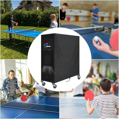 SIRUITON Ping Pong Table Cover,520D Outdoor Table Tennis Table Covers,All Weather Protection,Waterproof Sunproof Indoor & Outdoor,Black 65"L x 28"W x 72.8"H - size: 65"Lx27.6"Wx72.8"H_520D