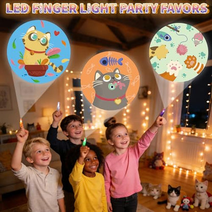 36 Pack Cat Party Favors LED Finger Flashlights for Kids, Goodie Bag Stuffers for Classroom Rewards, Glow in the Dark Cat Birthday Party Supplies, Carnival Prizes - style: Cat