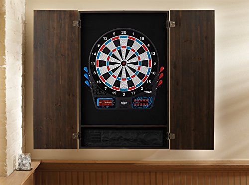 Viper Metropolitan Solid Wood Cabinet & Electronic Dartboard Play-Ready Bundle - color: Espresso, style: Standard Set