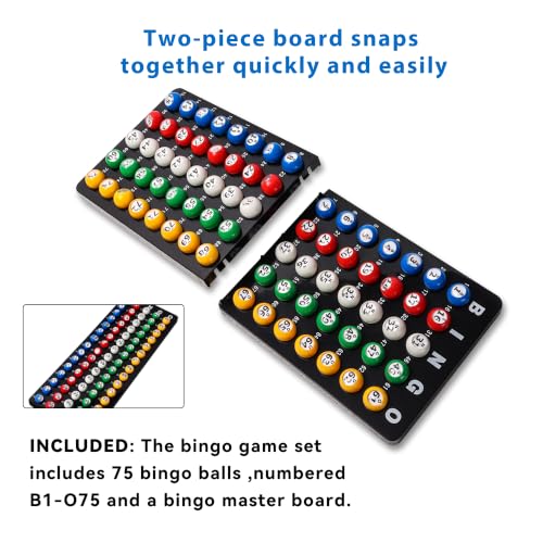 GSE Games & Sports Expert Professional Bingo Master Board & 7/8" Multi-Color Balls, Black Bingo Calling Board for Parties, Large Groups, Family Game Night - style: Multicolor Balls & Black Board
