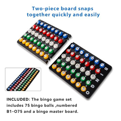 GSE Games & Sports Expert Professional Bingo Master Board & 7/8" Multi-Color Balls, Black Bingo Calling Board for Parties, Large Groups, Family Game Night - style: Multicolor Balls & Black Board