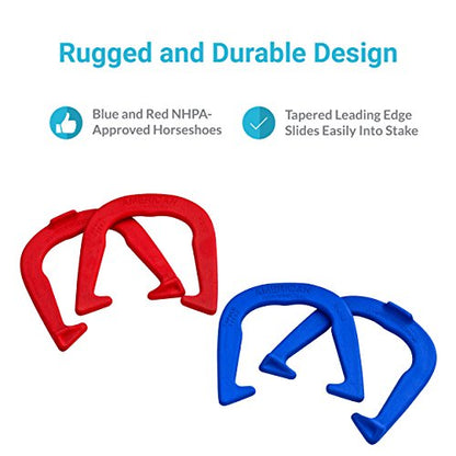 St. Pierre American Professional Series Horseshoes Complete Set: Includes 4 Horseshoes, Solid Steel Stakes, and Rule Book.