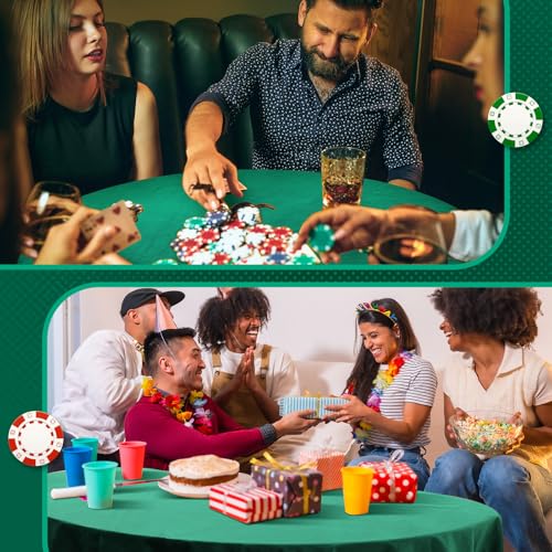 SmoothNovelty 49" Green Velvet Poker Table Cover for Mahjong, Card Games, Noise Reducing, Slip Prevention, Smooth Fabric Round Table Tablecloth for Board and Dice Games