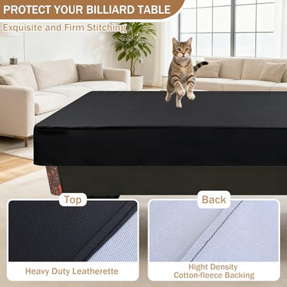 BALAPET Heavy Duty Leatherette Pool Table Cover and Insert Mat Set, Waterproof & Tearproof Indoor & Outdoor Billiard Table Cover, Foldable Foam Pool Table Insert for Table Conversion Topper - size: 88.5*43.5*1.6"