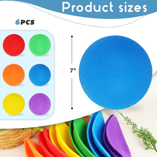 Amor Present 6PCS Playground Ball, 7 Inch Inflatable Kickballs with Pump, Rainbow Rubber Dodgeball for Kids Beach Toy Sports Games Indoor Outdoor Pool Party - size: Medium (Pack of 2)
