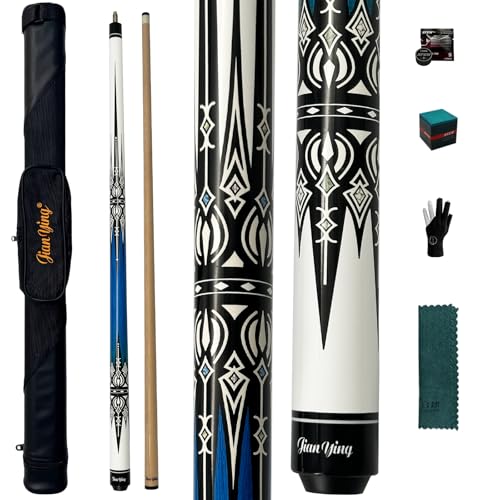 Professional Pool Cue 58" 10.5/12.5mm Tip Maple Shaft 1/2 Joint Ergonomic Grip Billiard Stick for Adults - color: PC25-10.5-SET