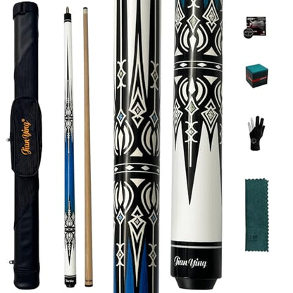 Professional Pool Cue 58" 10.5/12.5mm Tip Maple Shaft 1/2 Joint Ergonomic Grip Billiard Stick for Adults - color: PC25-12.5-SET
