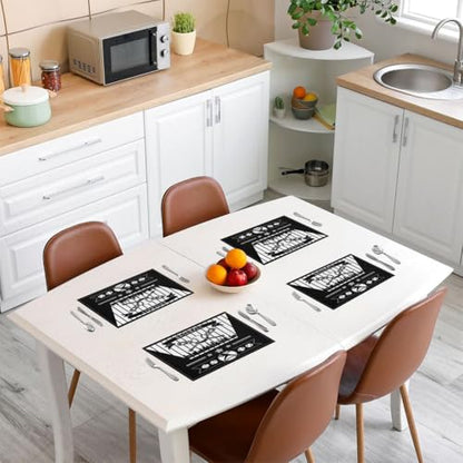 Erosebridal Baseball Table Mats Chicago Place Mats Set of 4,Baseball City Place Mat,Sports Game Placemats, Wipeable Oil Proof - color: Black, Chicago