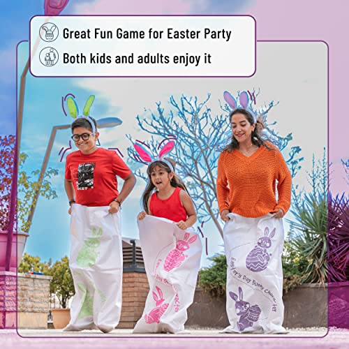 Mr. Pen- Potato Sack Race Bags with Bunny Ears Headbands, 38.2" x 23.5" | Large Size, 6 Set, Sack Race Bags for Adults and Kids, Family Game, Outdoor Games, Yard Games, Bean Bag Game Set