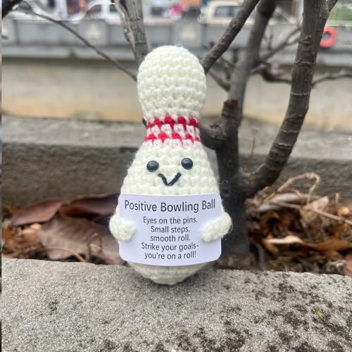 Bowling Accessories Crochet Gifts, Emotional Support Bowling Pin Office Desk Decor Decorations for Women Men (Positive Bowling Ball) - style: Positive Bowling Ball